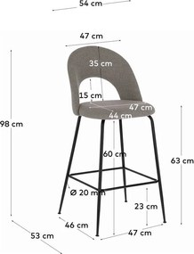 Szare tapicerowane hokery zestaw 4 szt. (wysokość siedziska 63 cm) Mahalia – Kave Home