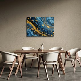 Obraz - Niebieska abstrakcja ze złotem (70x50 cm)