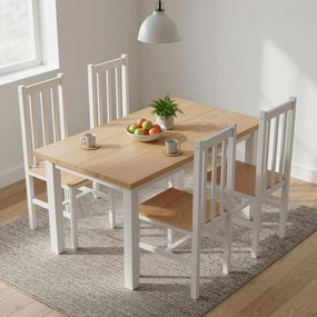 HOMCOM Zestaw 4 krzeseł kuchennych, krzesła do jadalni, drewno lite, nowoczesny design, 38,5 cm x 47,5 cm x 99 cm, naturalne