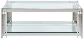 Stolik kawowy z hartowanego szkła i stali nierdzewnej - Chromowany - NOMELANO marki Pascal Morabito