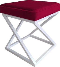 Pufa ZOA tkanina Welur loft ławka podnóżek metal : Kolor Stelaża - Biały, Kolor tkaniny - VELVET - MG31, Typ tkaniny - Velvet
