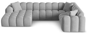 Jasnoszary narożnik z tkaniny szenilowej (prawostronny/w kształcie litery U) Treno – Cosmopolitan Design