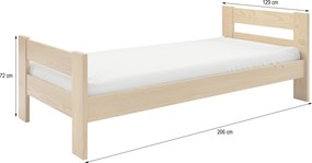 Sosnowe łóżko dziecięce OSCARO 120x200 cm trwałe Naturalne drewno Młodzieżowy pokój