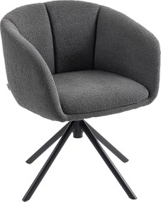 HOMCOM Fotel, tapicerowany z wygodnym siedziskiem, obrotowy, miękki materiał, do 120 kg, Ciemnoszary