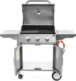 Grill gazowy OKLAHOMA BBQ, 4 palniki, z reduktorem, srebrny Penta CZ