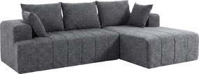 HOMCOM 3-osobowy narożnik w kształcie L z otomaną, przekształcalna sofa Chenille-Cloud z wkładem sprężynowym, szary | Aosom PL