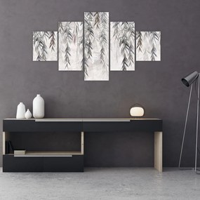 Obraz - Gałązki wierzby w szarym tynku (125x70 cm)