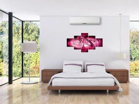 Obraz różowych fraktali (125x70 cm)