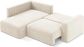 Kremowy rozkładany/ze schowkiem narożnik z tkaniny szenilowej (lewostronny/w kształcie litery L) Kona – Makamii