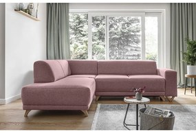 Różowy rozkładany/ze schowkiem narożnik (lewostronny/w kształcie litery L) Classy Sophie – Miuform