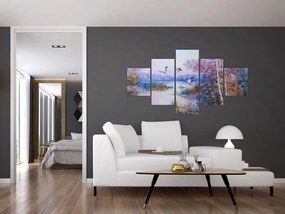 Obraz - Idzie jesień, obraz olejny (125x70 cm)