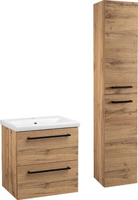 Zestaw do Łazienki 50cm Szafka z Umywalką Słupek Wysoki Dąb Wotan Aster