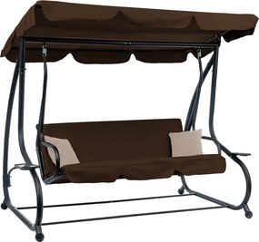 HUŚTAWKA OGRODOWA PEGI Z REGULOWANYM DASZKIEM CIEMNY BRĄZ
