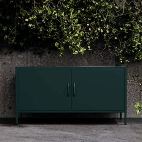 Szafka RTV metalowa na nóżkach butelkowa zieleń Modern ROSA, 1150 x 595 x 400 mm