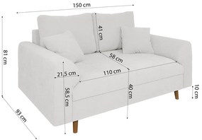 Biała sofa z materiału bouclé 150 cm Ariella – Ropez