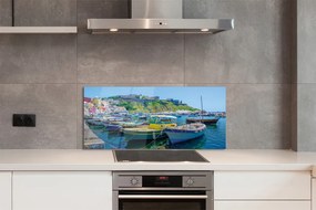 Szkło Ozdobne do Kuchni Statki w Zatoce pod Górami