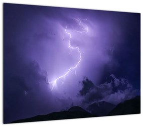Obraz - fioletowe niebo i błyskawica (70x50 cm)