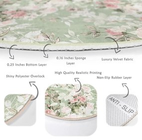 Jasnozielony okrągły dywan odpowiedni do prania i robotów sprzątających ø 120 cm Comfort – Mila Home