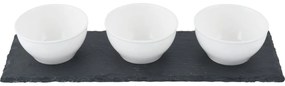 Zestaw 3 białych porcelanowych miseczek do dipów z podstawką Mikasa