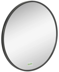kleankin Okrągłe Lustro Ścienne do Łazienki, Sypialni, Korytarza, Metalowa Rama, Kolor: Czarny, Ø50