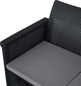 Zestaw mebli ogrodowych Selvo 096 - sofa 3-osobowa, 2 fotele i stolik kawowy, czarny/szary