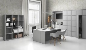 Szafka biurowa FRAME, 6x drzwi, 2x półka, 1299 x 450 x 2162 mm, PUSH-lock, szary