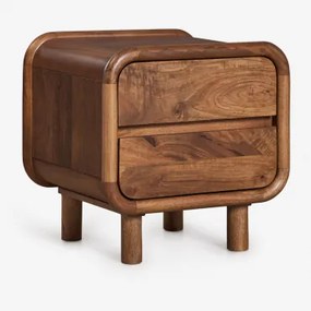 Prostokątny Stolik Nocny 50x45 Cm Z Drewna Mango Gina Ciemny Drewniany Uchwyt - Sklum