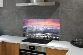 Panel szklany do Kuchni Góry w Zimowej Szacie