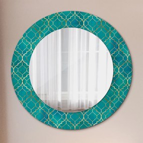 Lustro dekoracyjne okrągłe Kompozycja zielona i złota