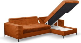 Masseno Narożnik GRIFO z funkcją spania i pojemnikiem na pościel Narozniki L, Rozkładana sofa - Brązowy, VELLUTO RUST 33