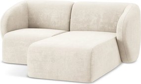 Beżowy narożnik z tkaniny szenilowej (prawostronny/z szezlongiem) Lani – Makamii