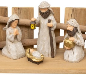 Szopka bożonarodzeniowa + 7 figurek, 30 x 18 cm