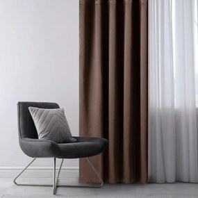 AmeliaHome Zasłona Oxford Pleat ciemnobrązowy, 140 x 245 cm