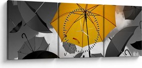 Obraz żółtego parasola (z zegarem) (90x30 cm)