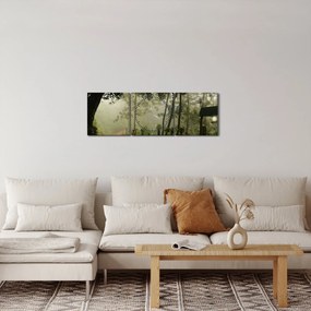 Obraz porannej mgły (z zegarem) (90x30 cm)