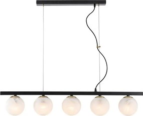 Lampa wisząca Adrian z czarnego lakierowanego i brązowionego żelaza, 5 świateł, dł. 101 x 14, BL278-5-NR