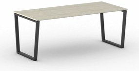 Biurko PRIMO IMPRESS, 200x90 cm, czarna podstawa, dąb naturalny