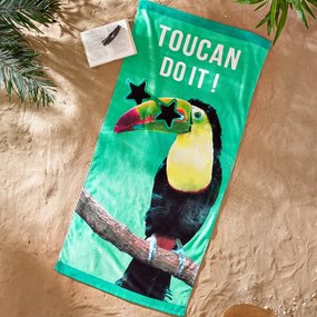 Zielony bawełniany ręcznik plażowy 76x160 cm Toucan Do It – Catherine Lansfield