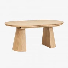 Stół Jadalny Owalny 180-240x105 Cm Rozkładany Z Płyty Mdf I Forniru Dębowego Montana Naturalna & 180-240x105 Cm - Sklum
