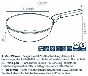 Kela Patelnia Wok VITANA, odlew aluminiowy, szary, 30 cm