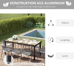 Stół ogrodowy Outsunny dla 8 osób, aluminium 190 cm x 90 cm x 74 cm