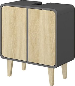 Szafka wisząca pod umywalkę antracyt/dąb 60x30x61 arla