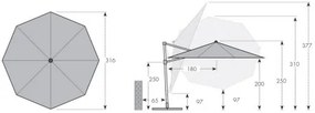 RAVENNA 330 cm - duży wahadłowy parasol ogrodowy z drążkiem bocznym : Substancja Desen - 846