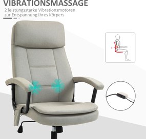 Vinsetto Fotel biurowy z masażerem obrotowy z regulacją wysokości w kolorze beżowym | Aosom PL