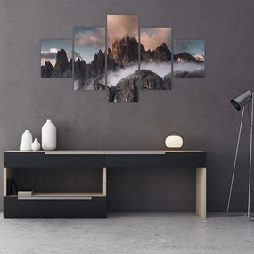 Obraz - Włoskie Dolomity ukryte we mgle (125x70 cm)