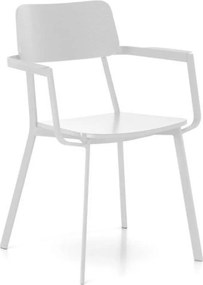 Zestaw 4 nowoczesnych białych krzeseł z lakierowanego drewna "Estia" z podłokietnikami i metalową ramą cm 51,5x61 82h