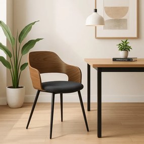 Krzesło Tapicerowane z Drewna Giętego ORBI Orzech/Czarne Nowoczesne Loft