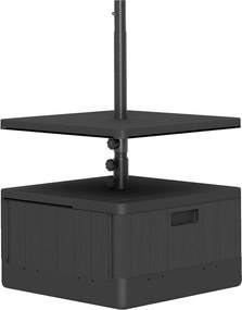 Outsunny Stojak na parasol tarasowy, stojak na parasol ogrodowy z blatem, podstawa parasola, Tworzywo sztuczne, Czarny