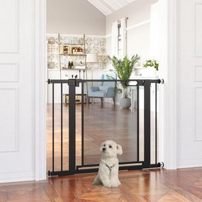 PawHut Brama schodowa zabezpieczająca dla zwierząt, Bramka dla psów, regulowana od 75 cm - 103 cm, Czarny