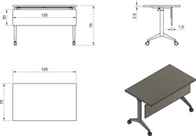 Biurko pracownicze z panelem maskującym Yumi S 120x70 cm biały/biały